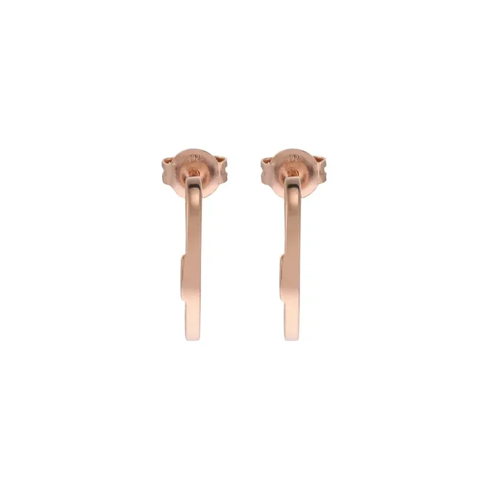 Emporio Armani Rose Gold Plated Sterling Silver Key Basics CZ Hoop Earrings
