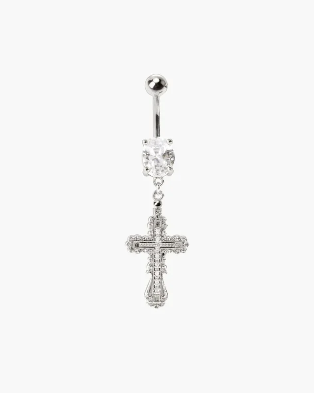 Everette Kreuz-Bauchnabelring in Silber