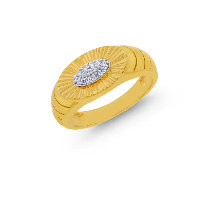 Exquisite Two tone Men’s Ring with CZ in 22K Gold