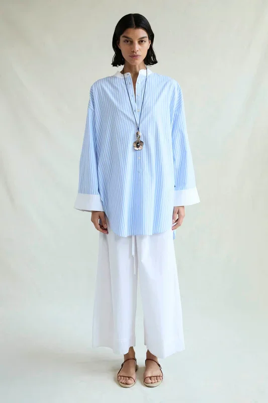 Falling Flower Tunic Blue Stripe