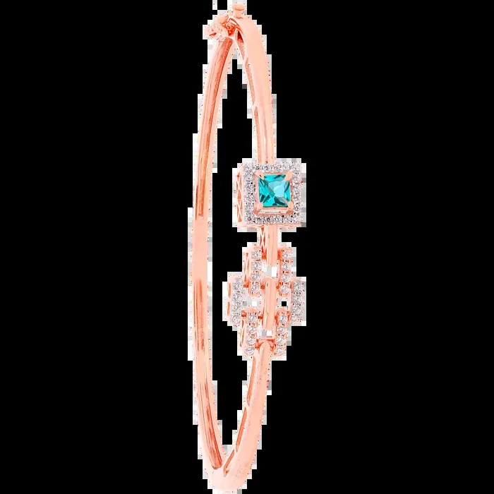 Fascinating Openable Bangle Bracelet With Gemstones in 18K Rose Gold