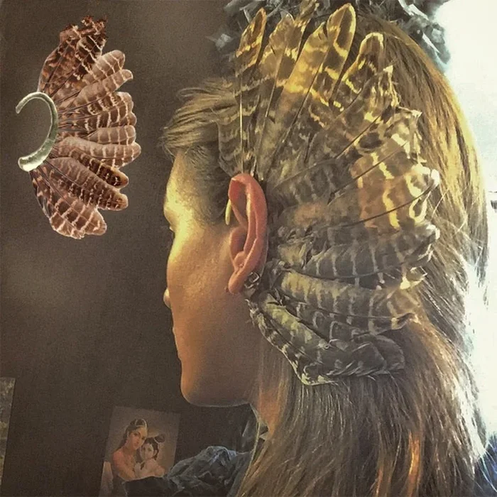 Fashion Big Feather Leopard Ear Cuff Gold Clip Earrings For Women Men Wedding Without Piercing Party Jewelry Bijoux Za Earings
