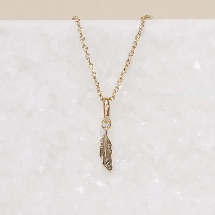 Feather charm 10mm gold-plated