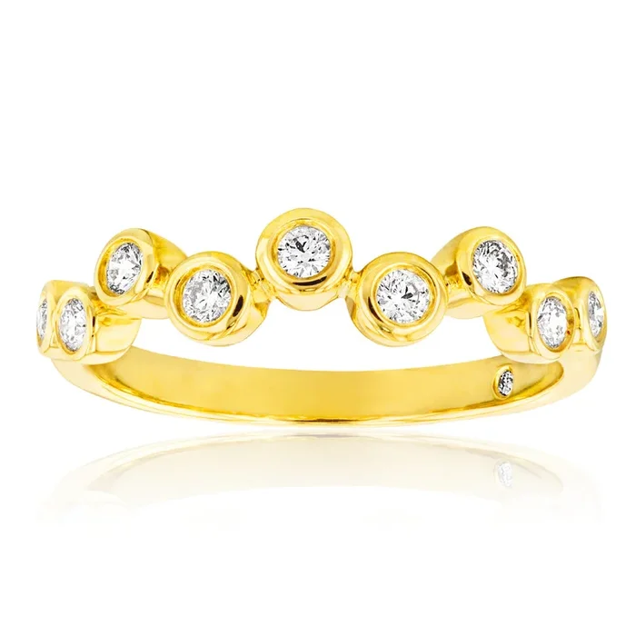Flawless 1/5 Carat Diamond Bezel Ring in 9ct Yellow Gold