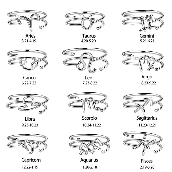 Frauen Sternzeichen Ring 12 Horoskop Zeichen Ring Schmuck 925 Sterling Silber