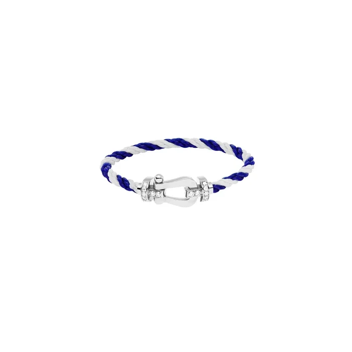 FRED Force 10 bracelet in white gold, diamonds and white and blue cable | Lepage