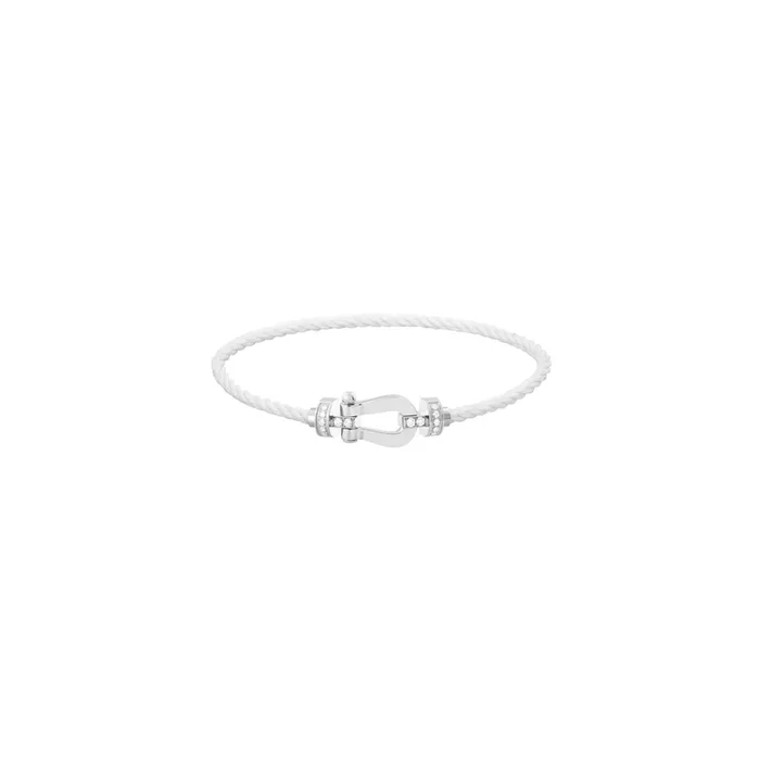 FRED Force 10 bracelet in white gold, diamonds and white cable | Lepage