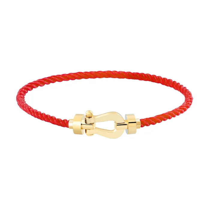 Fred Force 10 bracelet medium model in yellow gold and red cable – Lepage