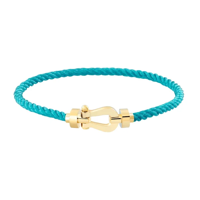 Fred Force 10 bracelet medium model in yellow gold and turquoise cable – Lepage – Lepage