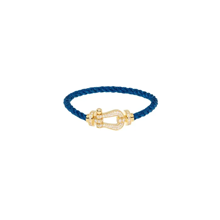 FRED Force 10 bracelet yellow gold diamond-paved blue jean cable | Lepage