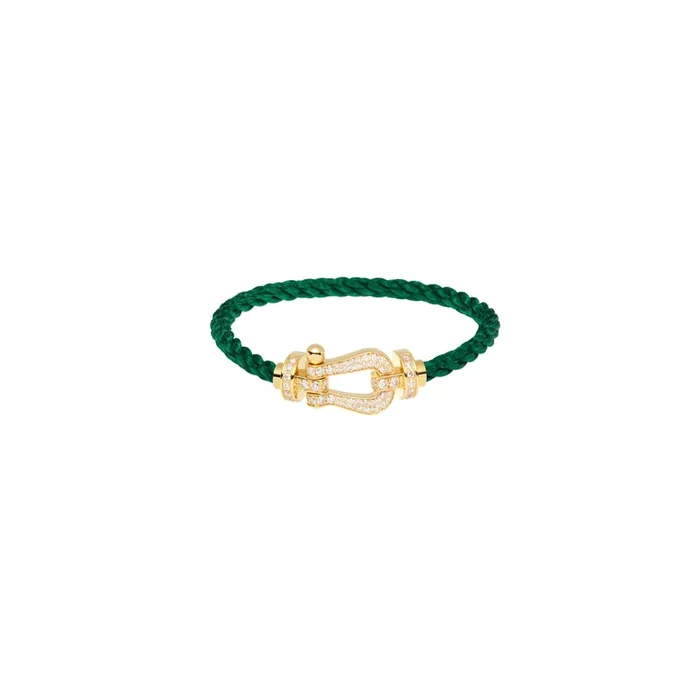 FRED Force 10 bracelet yellow gold diamond-paved emerald green cable | Lepage