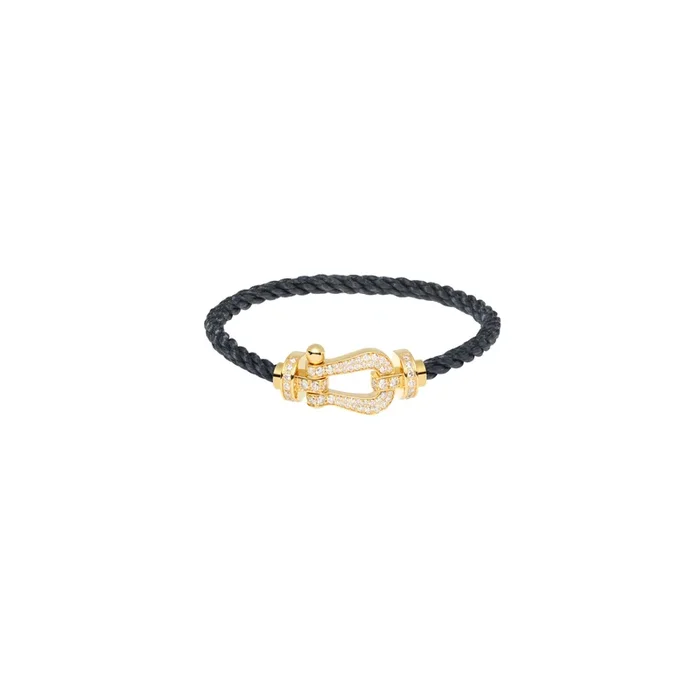 FRED Force 10 bracelet yellow gold diamond-paved stormy grey cable | Lepage