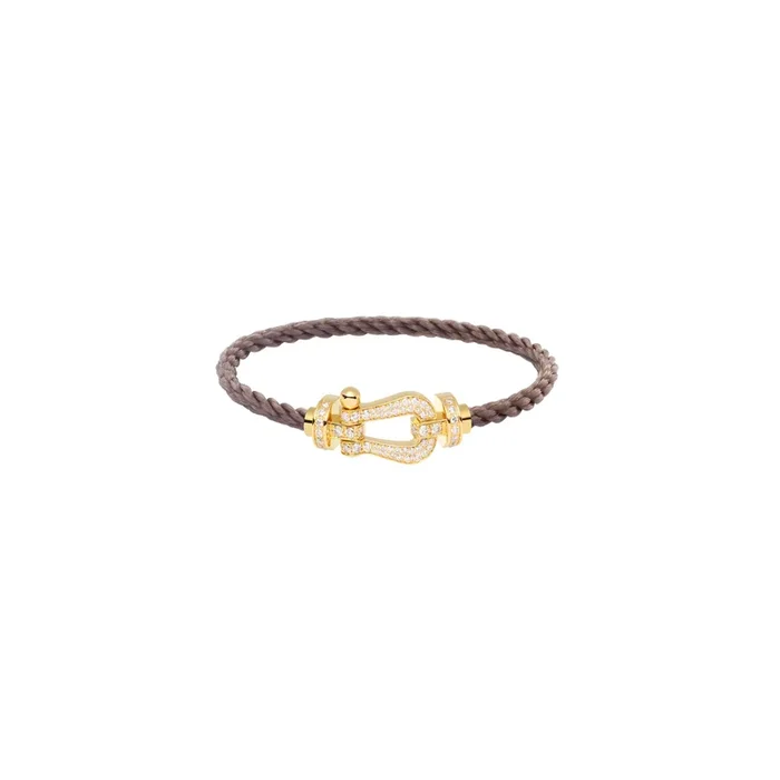FRED Force 10 bracelet yellow gold diamond-paved taupe cable | Lepage