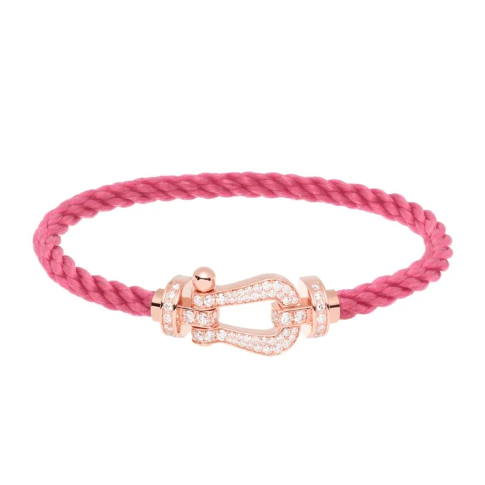 Fred Force 10 large model bracelet in rose gold, diamond pavement and rosewood cable – Lepage