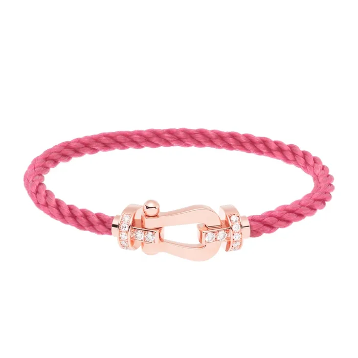 Fred Force 10 large model bracelet in rose gold, diamonds and rosewood cable – Lepage
