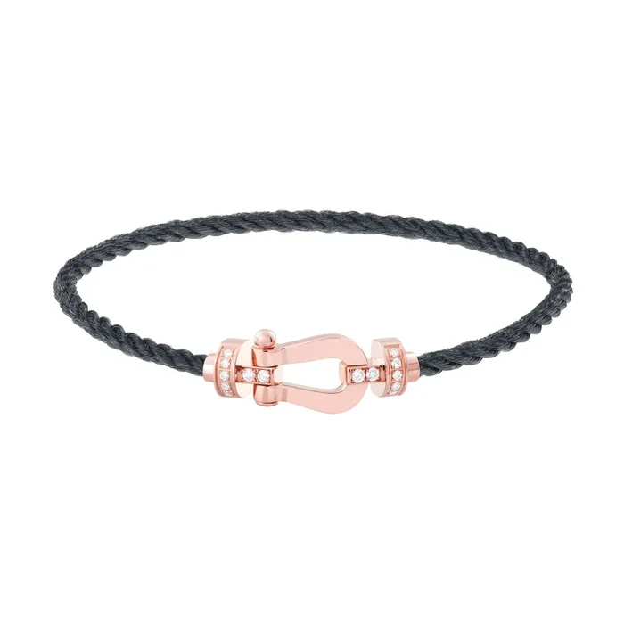 Fred Force 10 medium model bracelet in rose gold, diamonds and stormy grey cable – Lepage