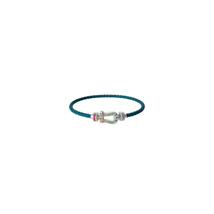 FRED Force 10 medium model bracelet white gold, precious stones riviera blue cable| Lepage official retailer