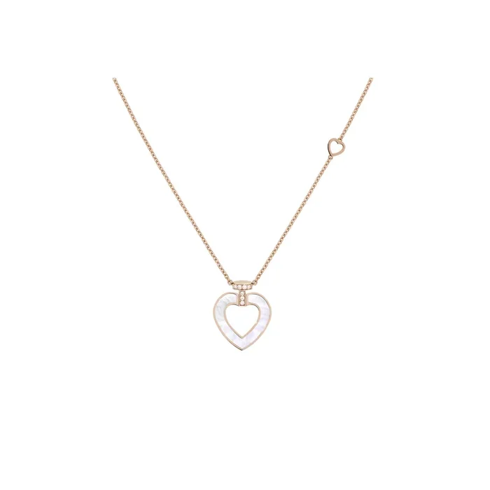 Fred Pretty Woman necklace, medium model, in rose gold, diamonds, white mother-of-pearl and malachite – Lepage