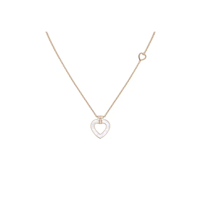 Fred Pretty Woman small necklace in rose gold, diamonds, white mother-of-pearl and onyx- Lepage