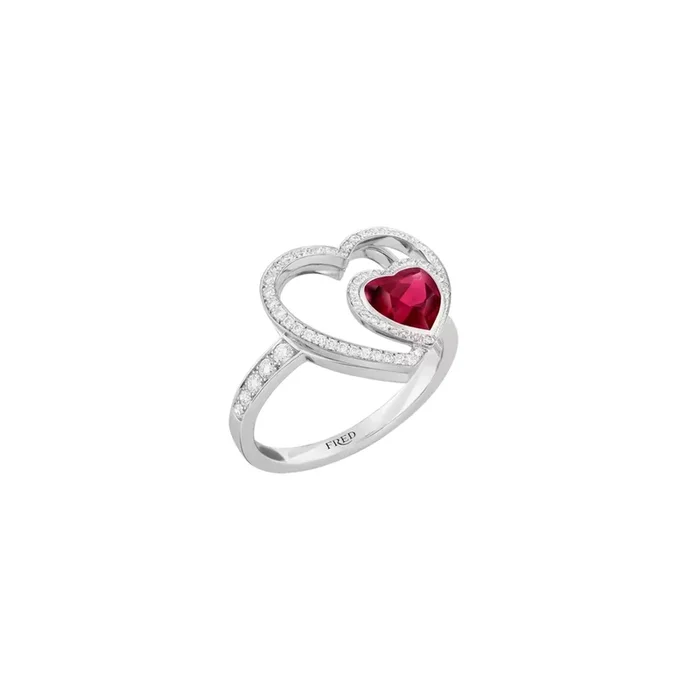 Fred Pretty Woman Unconditional ring in white gold, diamonds and rubellite – Lepage