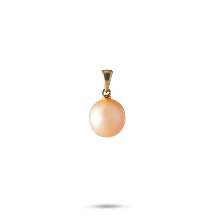 Freshwater Peach Pearl Pendant in Gold – 9-10mm