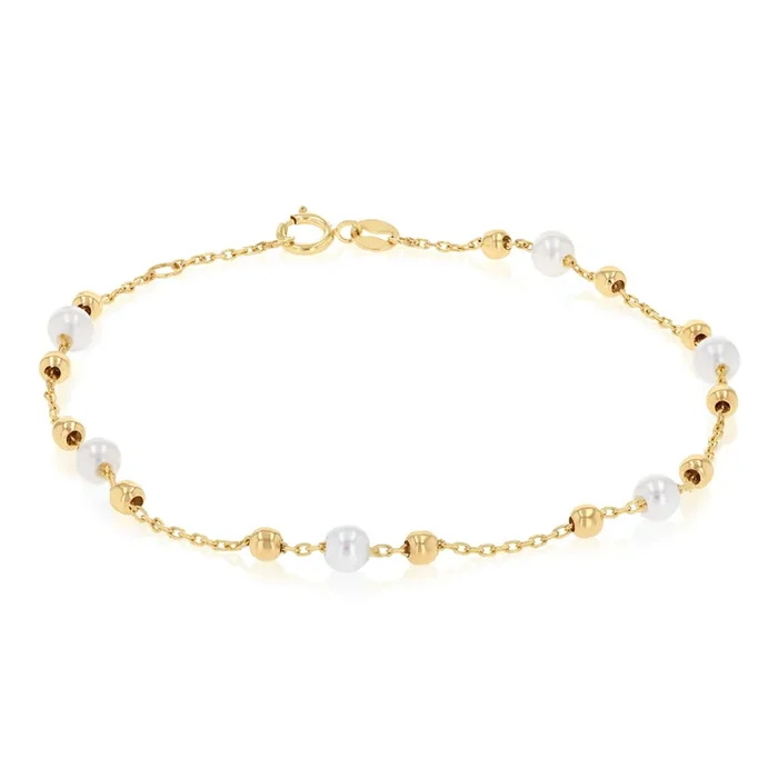 Freshwater Pearl Fancy Bracelet 19.10cm in 9ct Yellow Gold