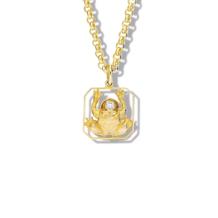 Frog Fontaine Necklace Pendant Yellow Gold – Diamond