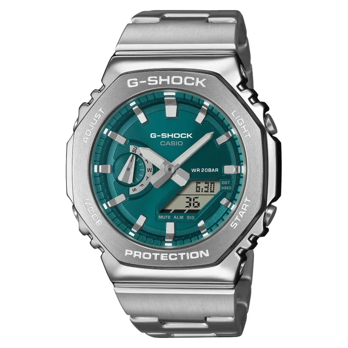 G-Shock G-Steel 2100 Series Silver Tone Watch – Teal Dial