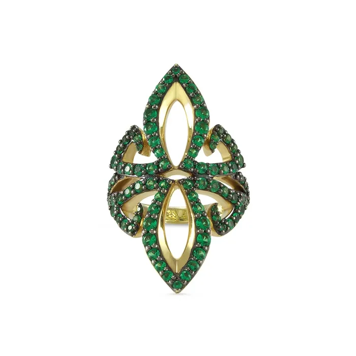 Gala Pavé Ring – 18K Gold Vermeil + CZ Vert