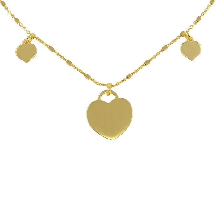 Gargantilla de tres corazones en plata de ley 925 bañada en oro – ECN00037GP