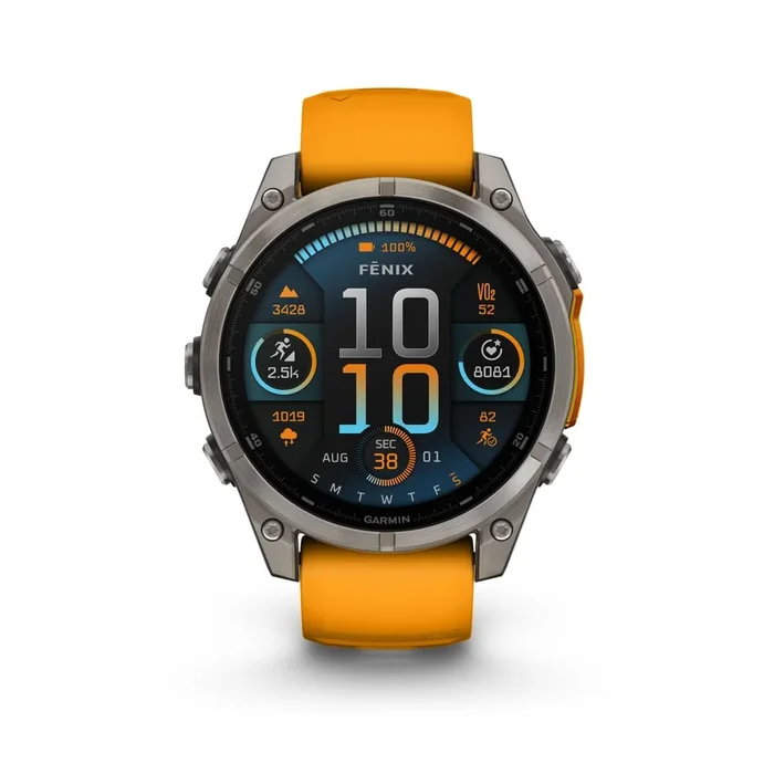 Garmin Fenix 8 AMOLED Sapphire Titanium Titanium bracelet orange-graphite 47 mm watch – Lepage