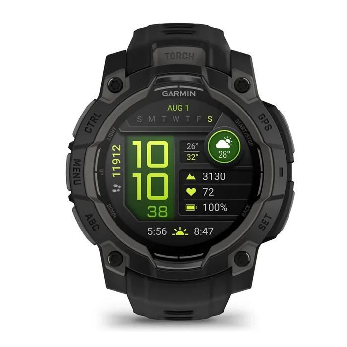 Garmin Instinct 3 AMOLED watch with black silicone strap 45 mmGarmin Instinct 3 AMOLED watch with black silicone strap 45 mm – L