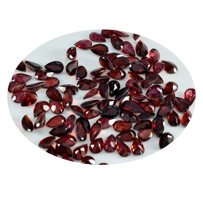 Garnet 1PC Medium 7×10 MM Pear Faceted Red Brilliant Semi Precious Loose Gemstones