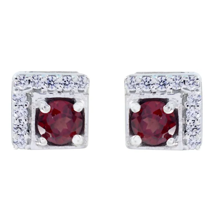 Garnet African Fernanda multiple Stud Red 925 Silver Earring