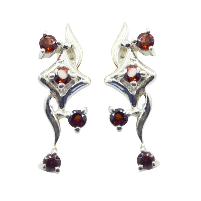 Garnet African Josephine multiple Dangle Red Silver Earring