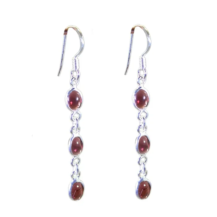 Garnet African Noelia multiple Dangle Red Silver Earring
