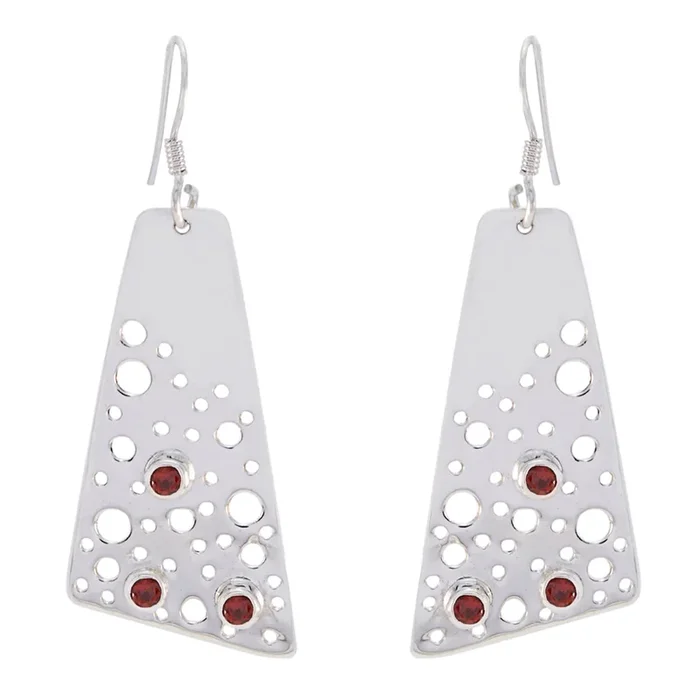 Garnet African Xiu multiple Dangle Red 92.5 Silver Earring