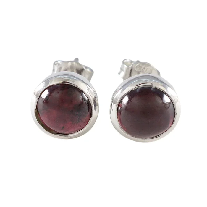 Garnet American Aiko Solitaire Stud Red 92.5 Silver Earring