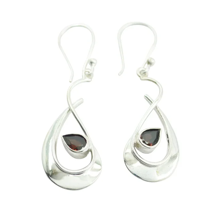 Garnet American Sofia Solitaire Dangle Red 92.5 Silver Earring