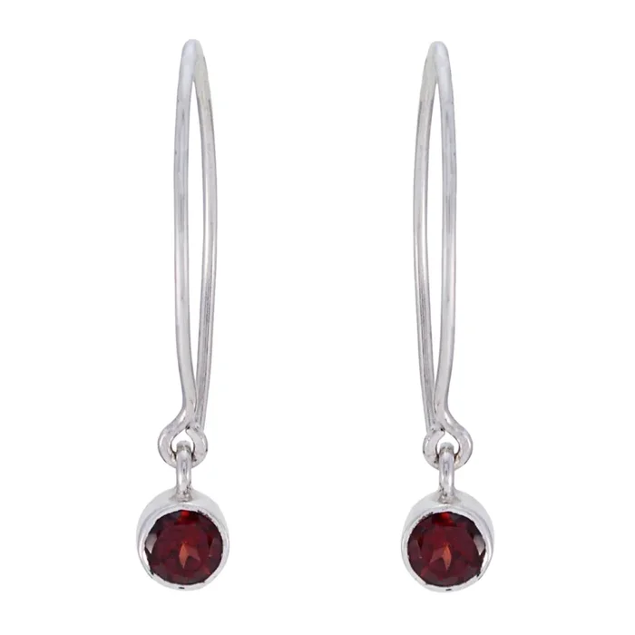 Garnet French Julia multiple Dangle Red Silver Earring