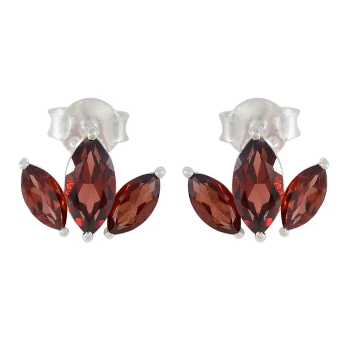Garnet Italian Min-seo multiple Stud Red 925 Silver Earring