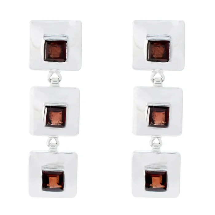 Garnet Italian Nayara multiple Stud Red Sterling Silver Earring
