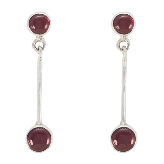 Garnet Japanese Rosa multiple Stud Red Silver Earring