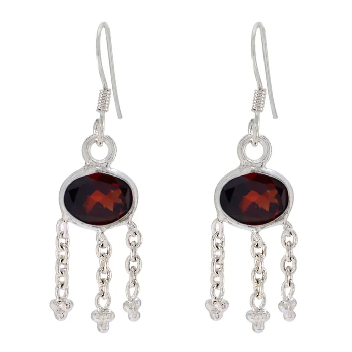 Garnet Middle Eastern Aria multiple Dangle Red 925 Silver Earring