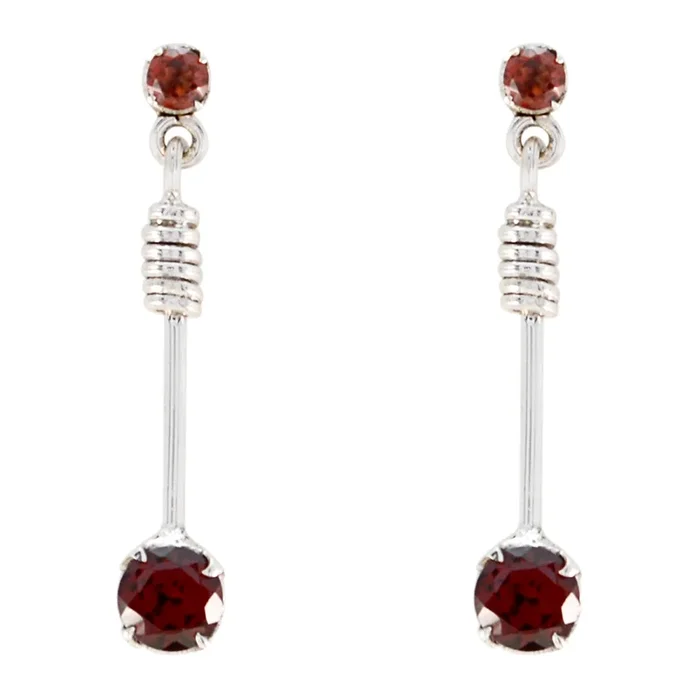Garnet Moroccan Julieta multiple Stud Red 92.5 Silver Earring