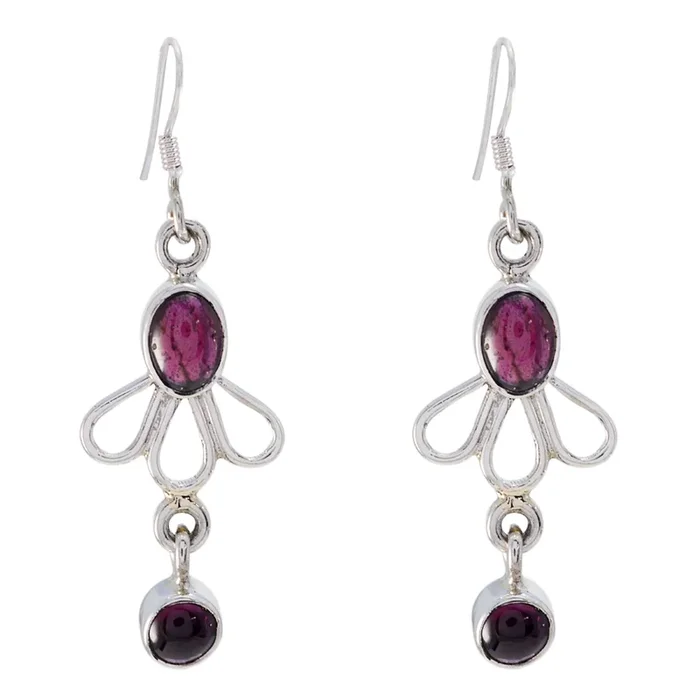 Garnet Russian Julia multiple Dangle Red 925 Silver Earring