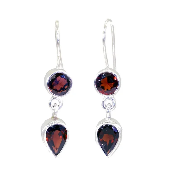 Garnet Turkish Emilia multiple Dangle Red 925 Sterling Silver Earring