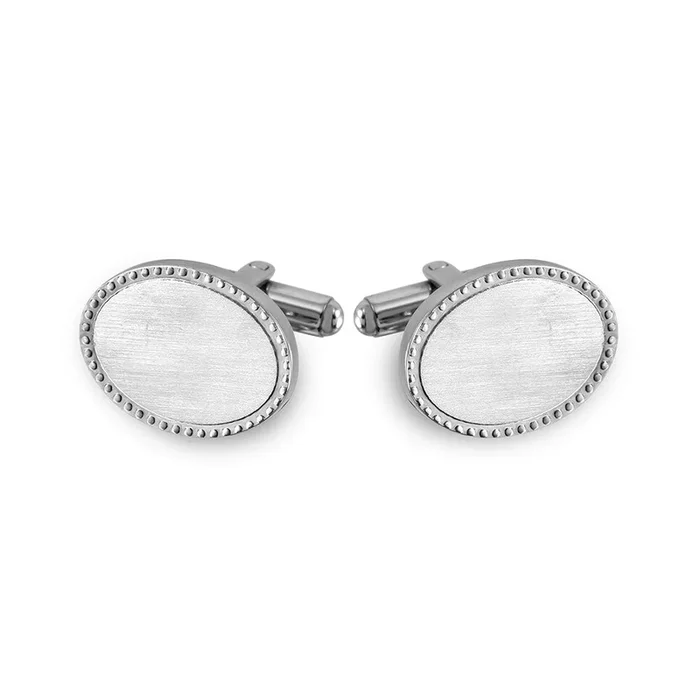 Gemelos de acero inoxidable rodiado con cuentas ovaladas de 15,5 mm x 20 mm y cierre de bala – SCU000011