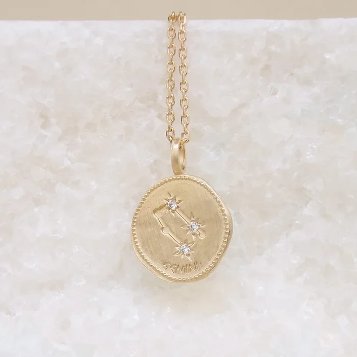 Gemini constellation medal pendant gold-plated