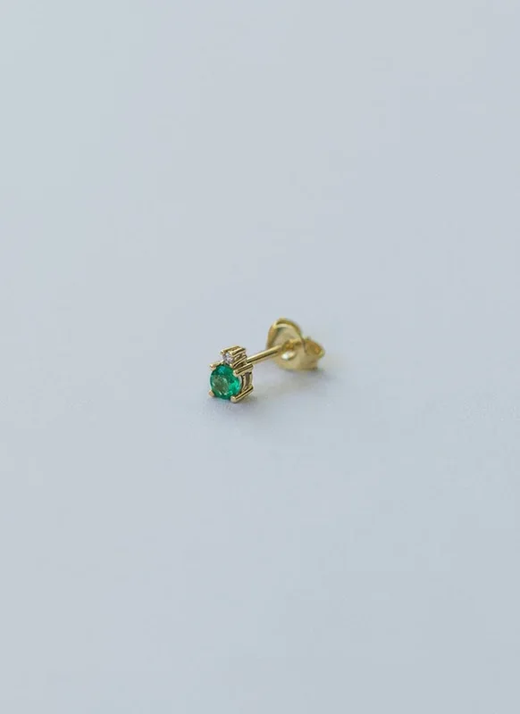 Gemma diamond emerald earstud 14k gold